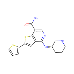 NC(=O)c1cnc(N[C@H]2CCCNC2)c2cc(-c3cccs3)sc12 ZINC000136872632