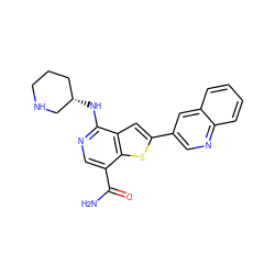 NC(=O)c1cnc(N[C@H]2CCCNC2)c2cc(-c3cnc4ccccc4c3)sc12 ZINC000064573155