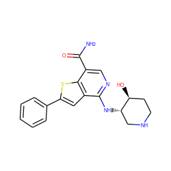 NC(=O)c1cnc(N[C@H]2CNCC[C@@H]2O)c2cc(-c3ccccc3)sc12 ZINC000169117442