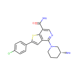 NC(=O)c1cnc(N2CCC[C@@H](N)C2)c2cc(-c3ccc(Cl)cc3)sc12 ZINC000064746350