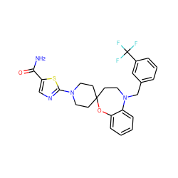 NC(=O)c1cnc(N2CCC3(CC2)CCN(Cc2cccc(C(F)(F)F)c2)c2ccccc2O3)s1 ZINC000068249465