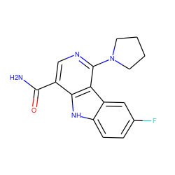 NC(=O)c1cnc(N2CCCC2)c2c1[nH]c1ccc(F)cc12 ZINC000072123491