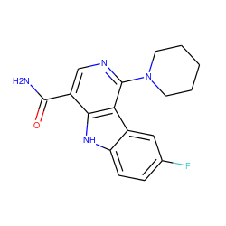 NC(=O)c1cnc(N2CCCCC2)c2c1[nH]c1ccc(F)cc12 ZINC000072125104