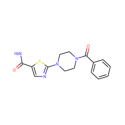 NC(=O)c1cnc(N2CCN(C(=O)c3ccccc3)CC2)s1 ZINC000045257744