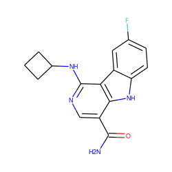 NC(=O)c1cnc(NC2CCC2)c2c1[nH]c1ccc(F)cc12 ZINC000072125835