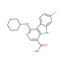 NC(=O)c1cnc(NC2CCCCC2)c2c1[nH]c1cc(Cl)ccc12 ZINC000072122995