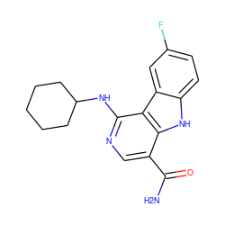 NC(=O)c1cnc(NC2CCCCC2)c2c1[nH]c1ccc(F)cc12 ZINC000072125237