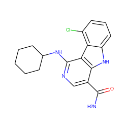 NC(=O)c1cnc(NC2CCCCC2)c2c1[nH]c1cccc(Cl)c12 ZINC000072125178