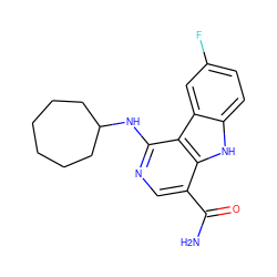 NC(=O)c1cnc(NC2CCCCCC2)c2c1[nH]c1ccc(F)cc12 ZINC000072123252