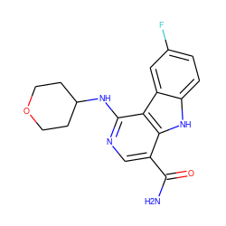 NC(=O)c1cnc(NC2CCOCC2)c2c1[nH]c1ccc(F)cc12 ZINC000072125103