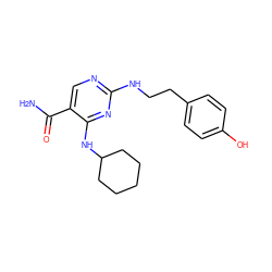 NC(=O)c1cnc(NCCc2ccc(O)cc2)nc1NC1CCCCC1 ZINC000028641034