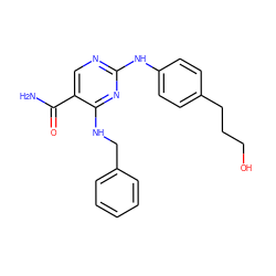 NC(=O)c1cnc(Nc2ccc(CCCO)cc2)nc1NCc1ccccc1 ZINC000040392764