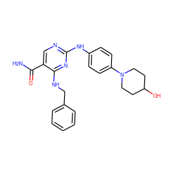 NC(=O)c1cnc(Nc2ccc(N3CCC(O)CC3)cc2)nc1NCc1ccccc1 ZINC000053194111