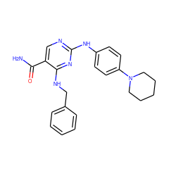 NC(=O)c1cnc(Nc2ccc(N3CCCCC3)cc2)nc1NCc1ccccc1 ZINC000053277619