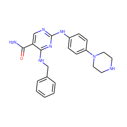 NC(=O)c1cnc(Nc2ccc(N3CCNCC3)cc2)nc1NCc1ccccc1 ZINC000053281922