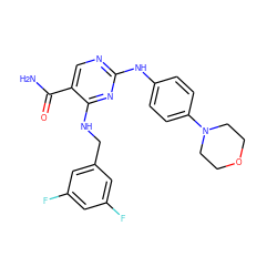 NC(=O)c1cnc(Nc2ccc(N3CCOCC3)cc2)nc1NCc1cc(F)cc(F)c1 ZINC000003937788