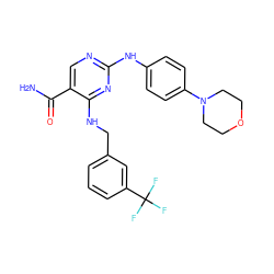 NC(=O)c1cnc(Nc2ccc(N3CCOCC3)cc2)nc1NCc1cccc(C(F)(F)F)c1 ZINC000040894227