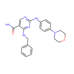 NC(=O)c1cnc(Nc2ccc(N3CCOCC3)cc2)nc1NCc1ccccc1 ZINC000003937786