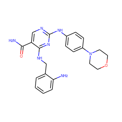 NC(=O)c1cnc(Nc2ccc(N3CCOCC3)cc2)nc1NCc1ccccc1N ZINC000045498564