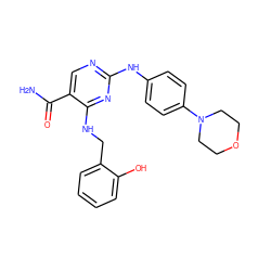 NC(=O)c1cnc(Nc2ccc(N3CCOCC3)cc2)nc1NCc1ccccc1O ZINC000040894652