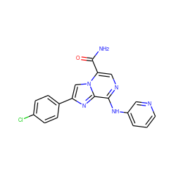 NC(=O)c1cnc(Nc2cccnc2)c2nc(-c3ccc(Cl)cc3)cn12 ZINC000096269922