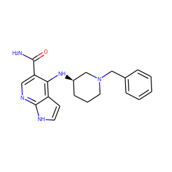 NC(=O)c1cnc2[nH]ccc2c1N[C@@H]1CCCN(Cc2ccccc2)C1 ZINC000118034001