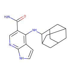 NC(=O)c1cnc2[nH]ccc2c1NC1C2CC3CC(C2)CC1C3 ZINC000141631494