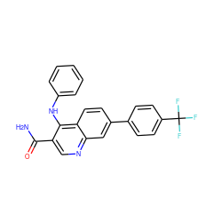 NC(=O)c1cnc2cc(-c3ccc(C(F)(F)F)cc3)ccc2c1Nc1ccccc1 ZINC000028959982