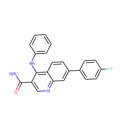 NC(=O)c1cnc2cc(-c3ccc(F)cc3)ccc2c1Nc1ccccc1 ZINC000028959978