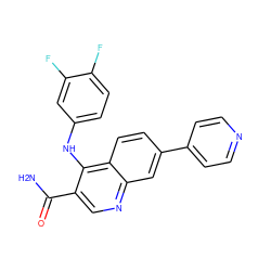 NC(=O)c1cnc2cc(-c3ccncc3)ccc2c1Nc1ccc(F)c(F)c1 ZINC000028959789