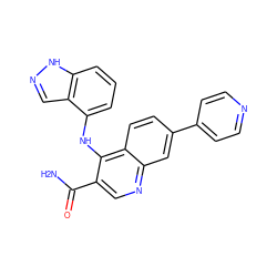 NC(=O)c1cnc2cc(-c3ccncc3)ccc2c1Nc1cccc2[nH]ncc12 ZINC000028959962