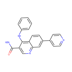 NC(=O)c1cnc2cc(-c3ccncc3)ccc2c1Nc1ccccc1 ZINC000028959747