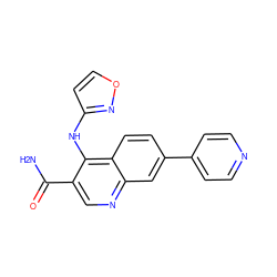 NC(=O)c1cnc2cc(-c3ccncc3)ccc2c1Nc1ccon1 ZINC000028959952