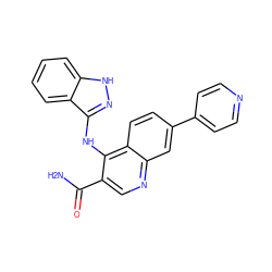 NC(=O)c1cnc2cc(-c3ccncc3)ccc2c1Nc1n[nH]c2ccccc12 ZINC000028959959