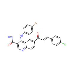 NC(=O)c1cnc2ccc(C(=O)/C=C/c3ccc(Cl)cc3)cc2c1Nc1ccc(Br)cc1 ZINC000473127357