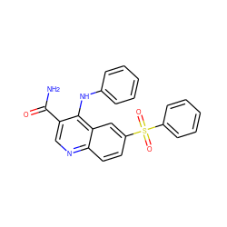 NC(=O)c1cnc2ccc(S(=O)(=O)c3ccccc3)cc2c1Nc1ccccc1 ZINC000045257282