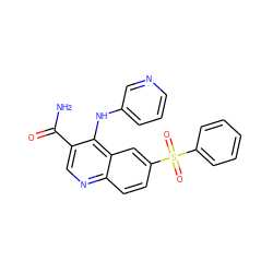 NC(=O)c1cnc2ccc(S(=O)(=O)c3ccccc3)cc2c1Nc1cccnc1 ZINC000045260690