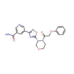 NC(=O)c1cncc(-c2noc([C@H]3COCCN3C(=O)COc3ccccc3)n2)c1 ZINC000299858066