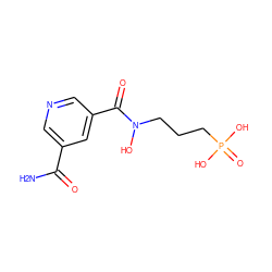 NC(=O)c1cncc(C(=O)N(O)CCCP(=O)(O)O)c1 ZINC000096273654