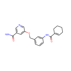 NC(=O)c1cncc(OCc2cccc(NC(=O)C3=CCCCC3)c2)c1 ZINC000653888018