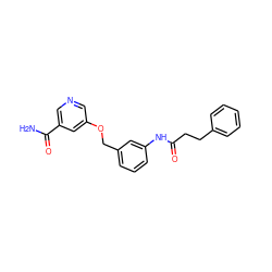 NC(=O)c1cncc(OCc2cccc(NC(=O)CCc3ccccc3)c2)c1 ZINC000653882371