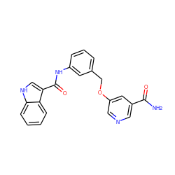 NC(=O)c1cncc(OCc2cccc(NC(=O)c3c[nH]c4ccccc34)c2)c1 ZINC000653883036