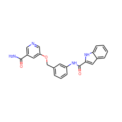 NC(=O)c1cncc(OCc2cccc(NC(=O)c3cc4ccccc4[nH]3)c2)c1 ZINC000653861817