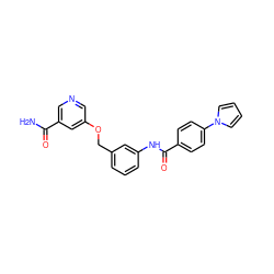 NC(=O)c1cncc(OCc2cccc(NC(=O)c3ccc(-n4cccc4)cc3)c2)c1 ZINC000653883006