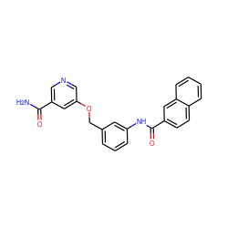 NC(=O)c1cncc(OCc2cccc(NC(=O)c3ccc4ccccc4c3)c2)c1 ZINC000653912816