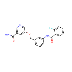 NC(=O)c1cncc(OCc2cccc(NC(=O)c3ccccc3F)c2)c1 ZINC000653886887