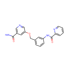 NC(=O)c1cncc(OCc2cccc(NC(=O)c3ccccn3)c2)c1 ZINC000653895432