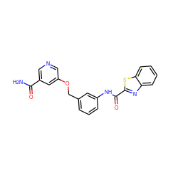 NC(=O)c1cncc(OCc2cccc(NC(=O)c3nc4ccccc4s3)c2)c1 ZINC000653861772