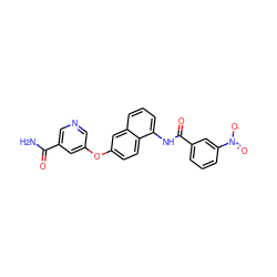 NC(=O)c1cncc(Oc2ccc3c(NC(=O)c4cccc([N+](=O)[O-])c4)cccc3c2)c1 ZINC000299839059