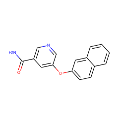 NC(=O)c1cncc(Oc2ccc3ccccc3c2)c1 ZINC000299837360